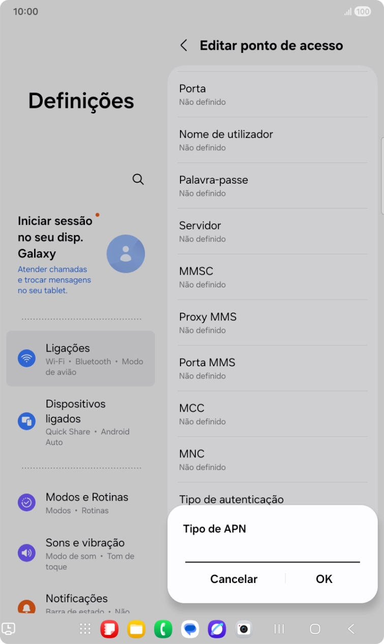 Introduza default e prima OK.