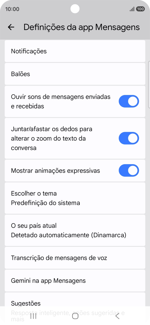 Prima Gemini na app Mensagens.