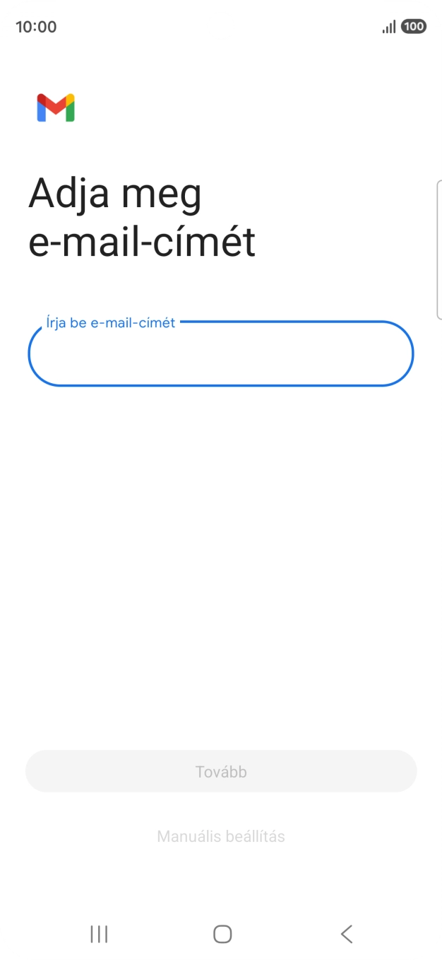 Kattints az „Írja be e-mail-címét” alatti mezőre, és írd be az e-mail címedet.
