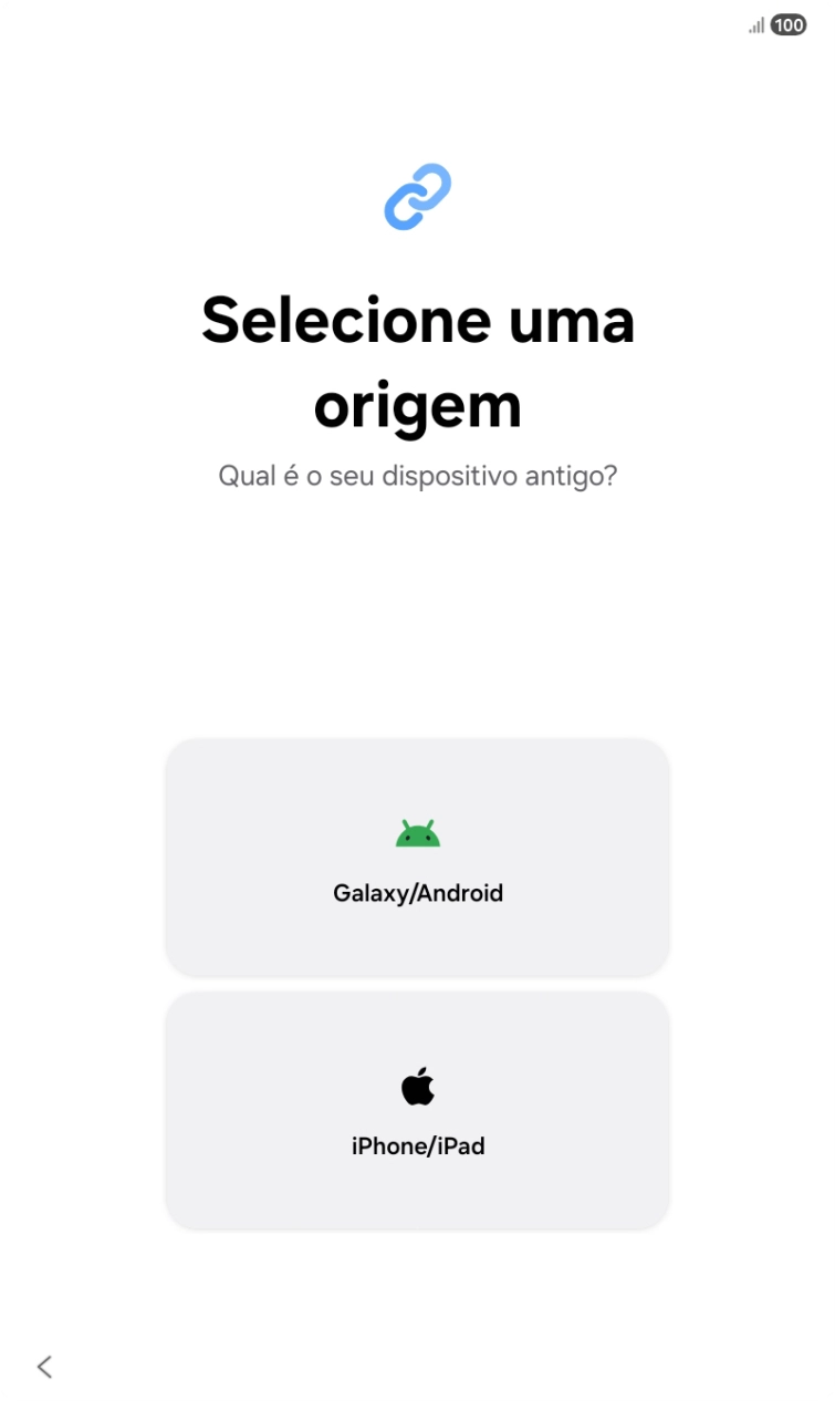 Prima a definição pretendida e siga as indicações no ecrã para transferir conteúdo de outro dispositivo.