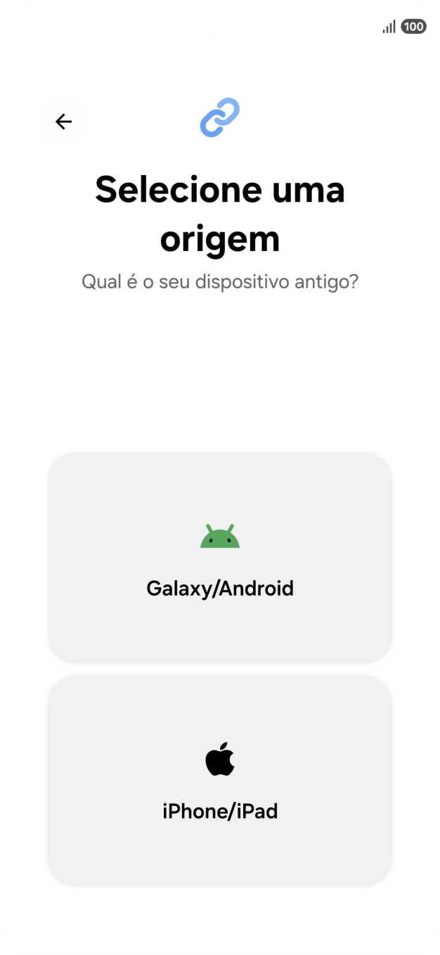 Prima a definição pretendida e siga as indicações no ecrã para transferir conteúdo de outro telefone.