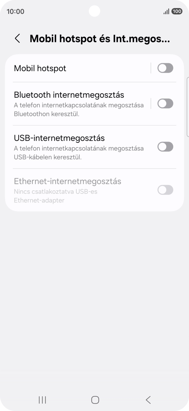 Válaszd a Mobil hotspot lehetőséget.