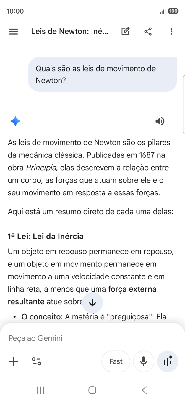 A transcrição da conversa com a Gemini Live é agora mostrada no ecrã.
