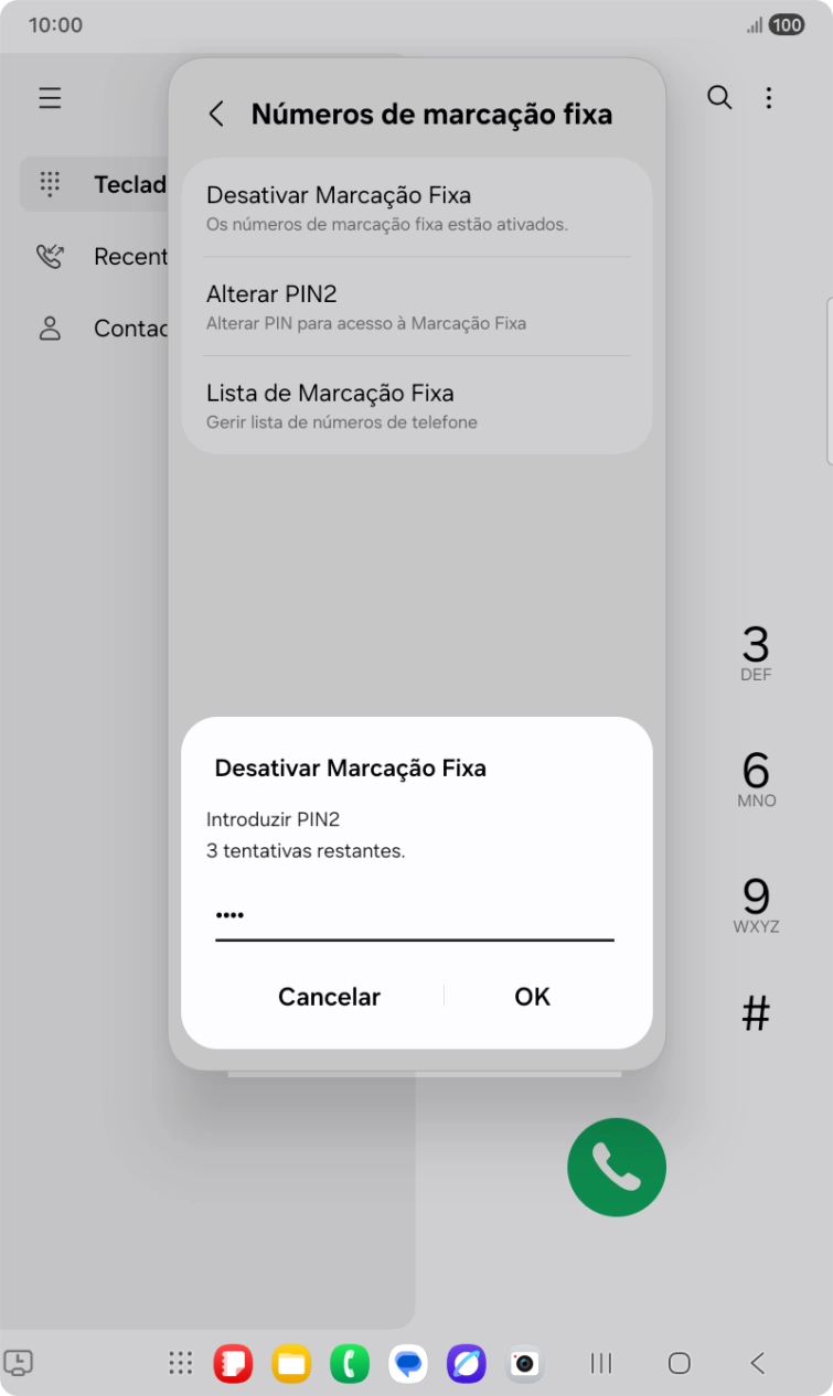 Introduza o código PIN2 e prima OK.