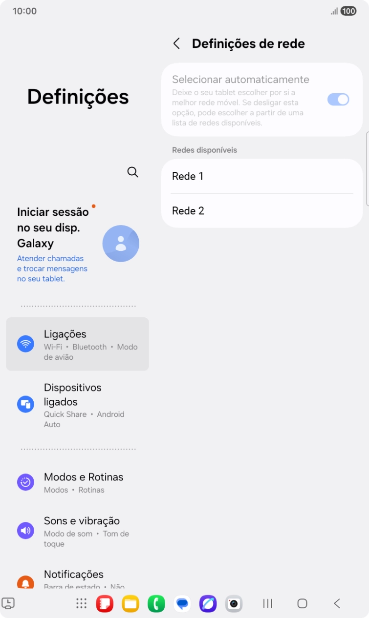 Prima a rede pretendida.