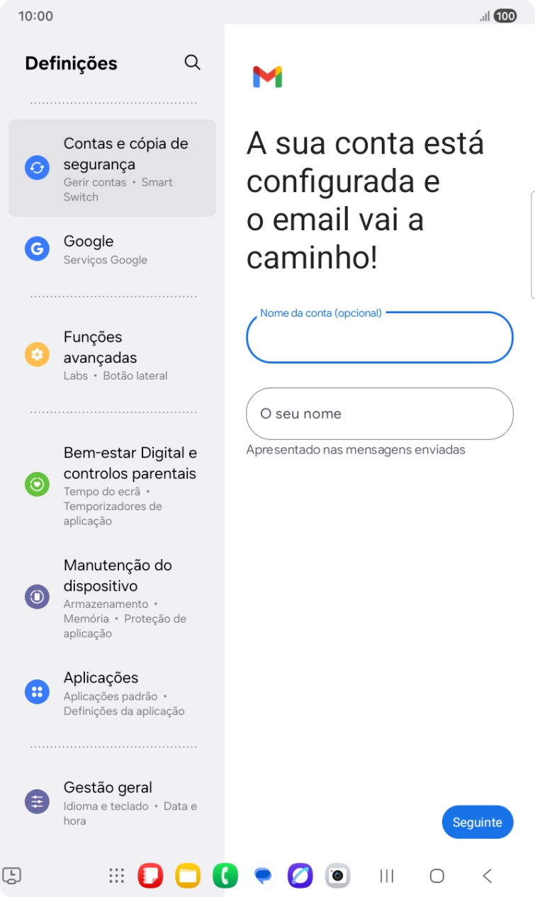 Prima O seu nome e introduza o nome do remetente pretendido.