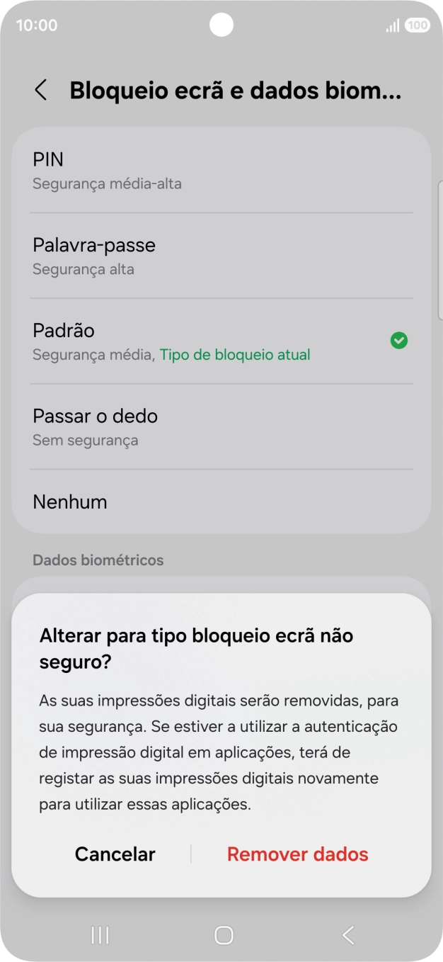Prima Remover dados.