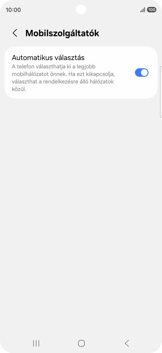 Kattints az „Automatikus választás” melletti csúszkára a funkció kikapcsolásához, és várj, amíg a telefon keresi az elérhető hálózatot.