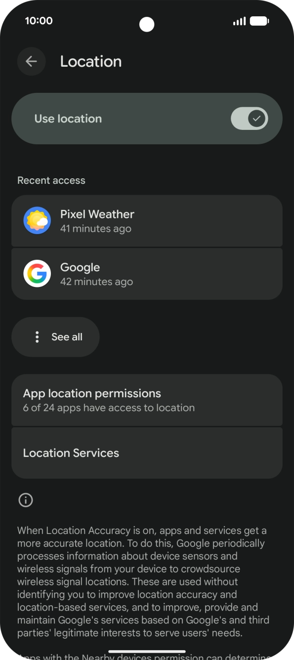 Press App location permissions. Press App location permissions.