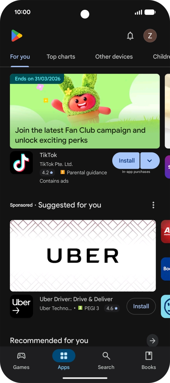 Press the profile icon.