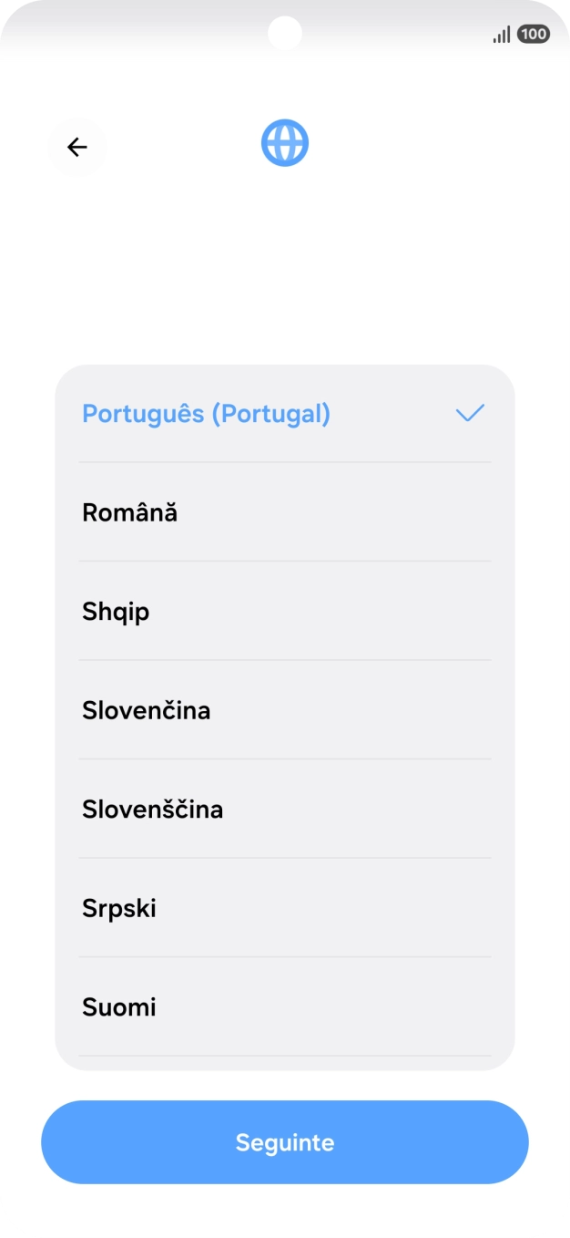 Prima o idioma pretendido.