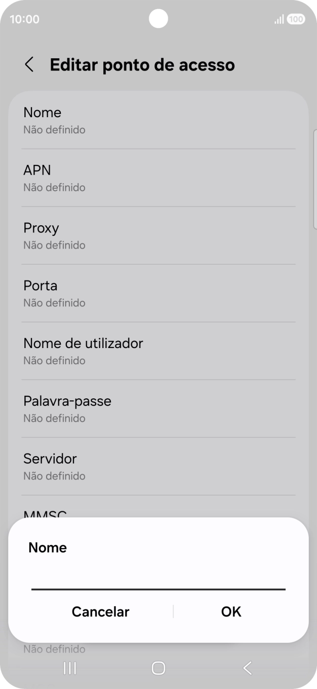 Introduza Vodafone Internet e prima OK.