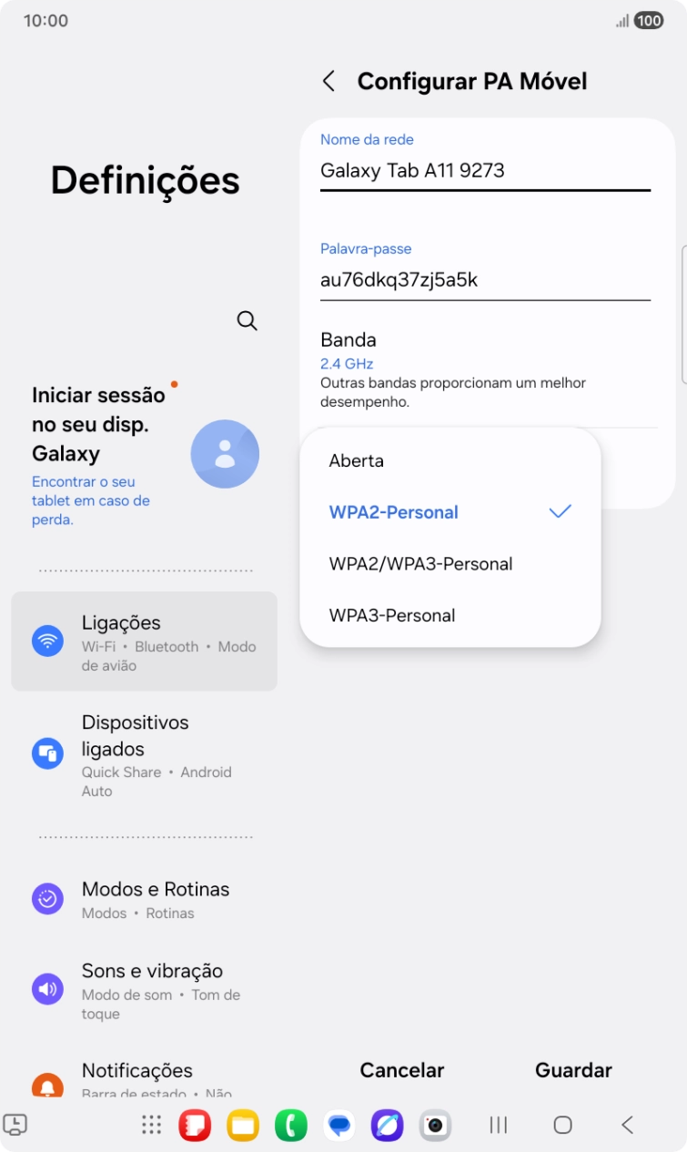 Prima WPA3-Personal para proteger o hotspot Wi-Fi com uma password.