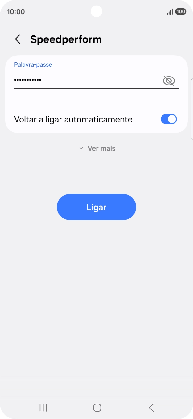 Introduza a password da rede Wi-Fi e prima Ligar.