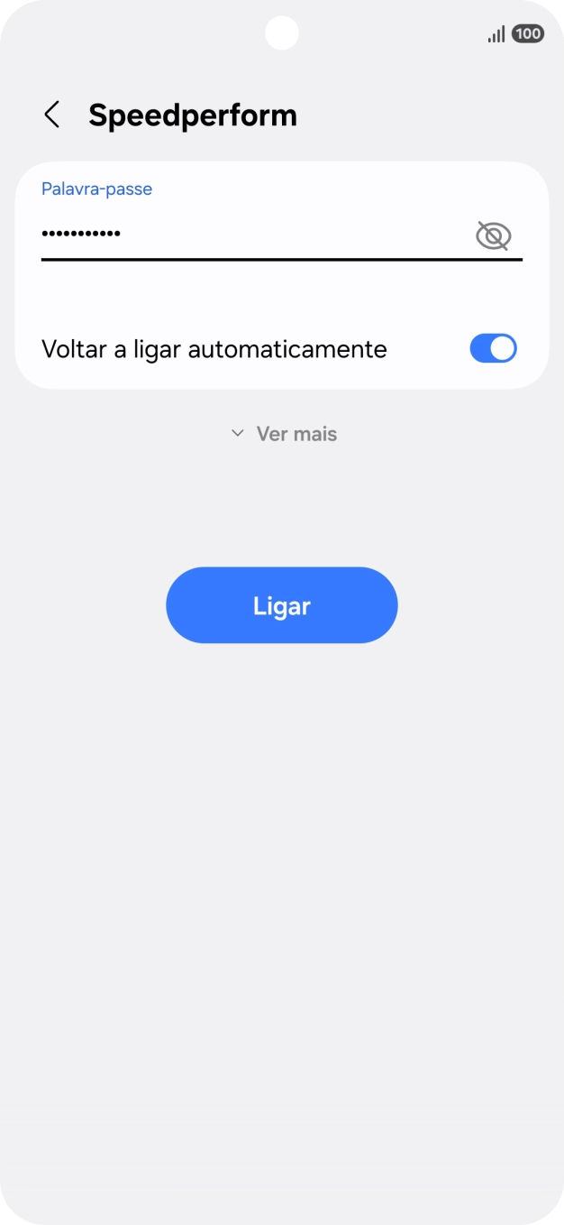 Introduza a password da rede Wi-Fi e prima Ligar.