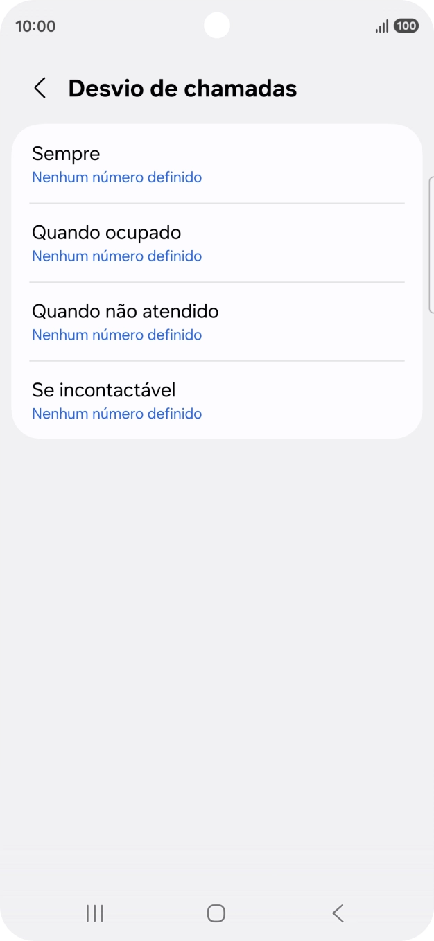 Prima o tipo de desvio pretendido.