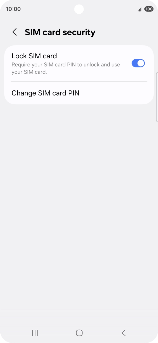 Press the indicator next to 'Lock SIM card' to turn the function on or off.
