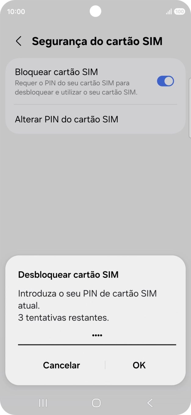 Introduza o seu código PIN e prima OK.