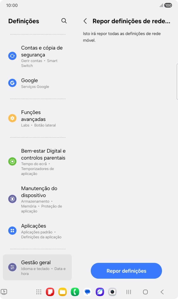 Prima Repor definições.