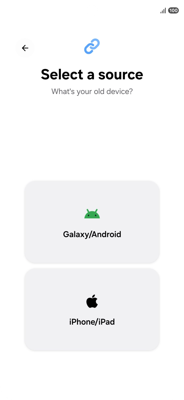 Press the required setting and follow the instructions on the screen to transfer the content from another phone.