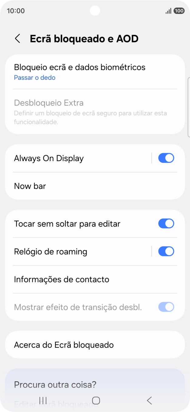 Prima Bloqueio ecrã e dados biométricos.