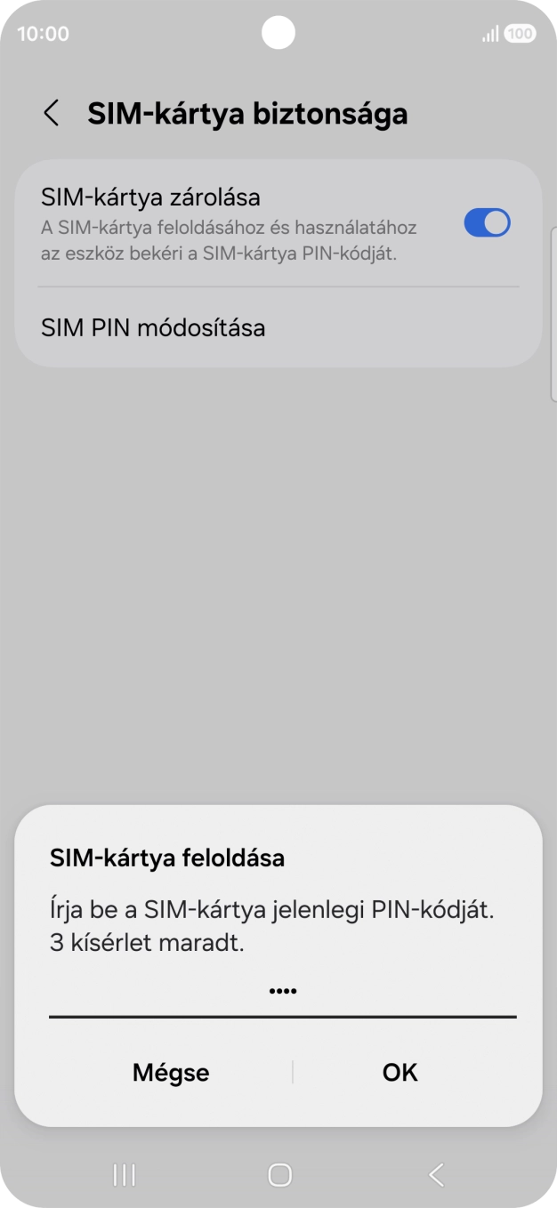 Írd be a PIN-kódot, és válaszd az OK lehetőséget.