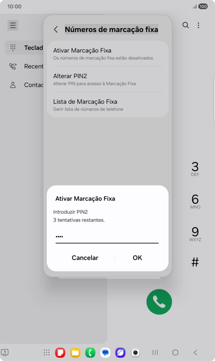 Introduza o código PIN2 e prima OK.