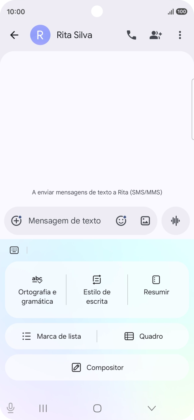 Para gerar um texto, prima Compositor e siga as indicações no ecrã, para utilizar a função.