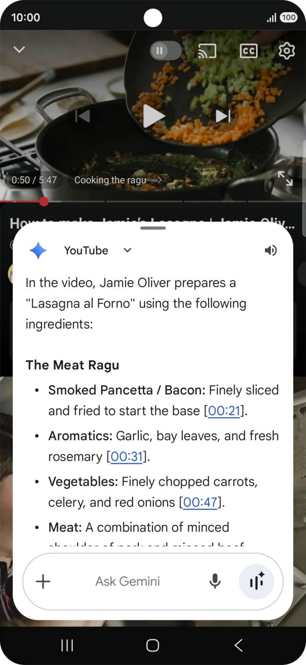 The answer from Gemini to your question is displayed. The answer from Gemini to your question is displayed.