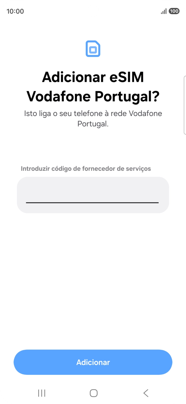 Introduza o código de confirmação enviado e prima Adicionar.
