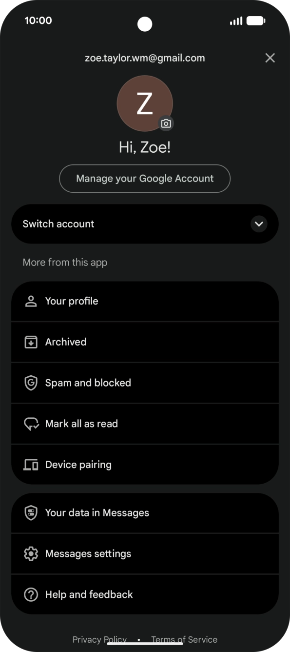 Press Messages settings.