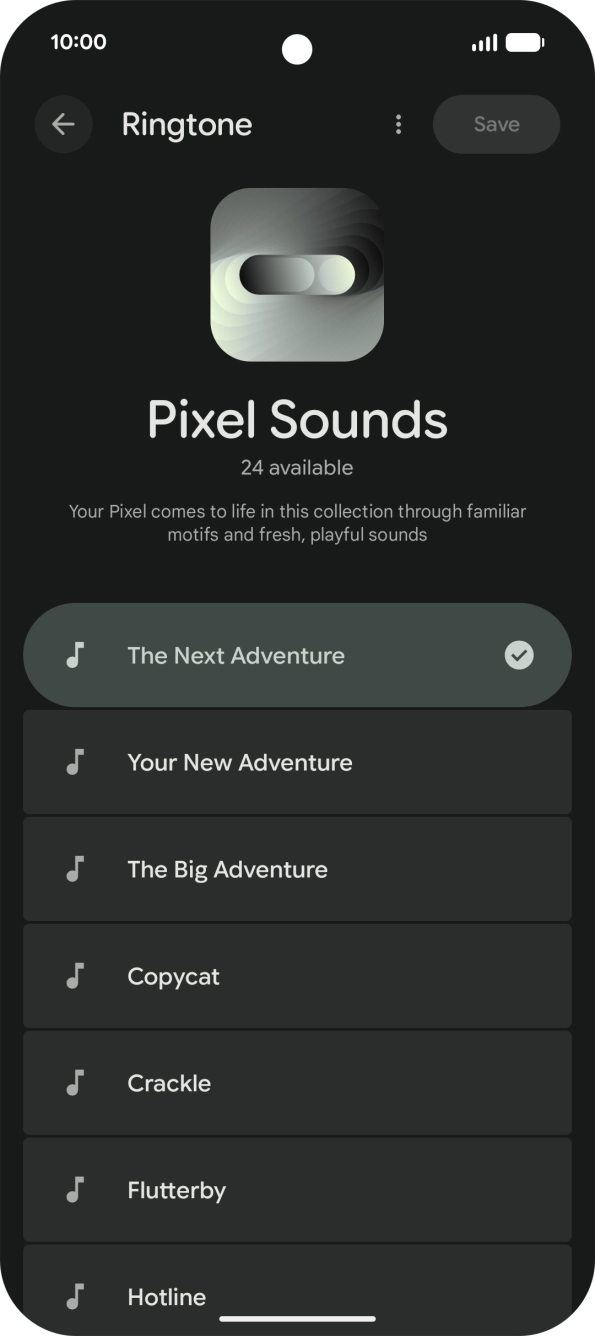 Press the different ring tones to hear them.