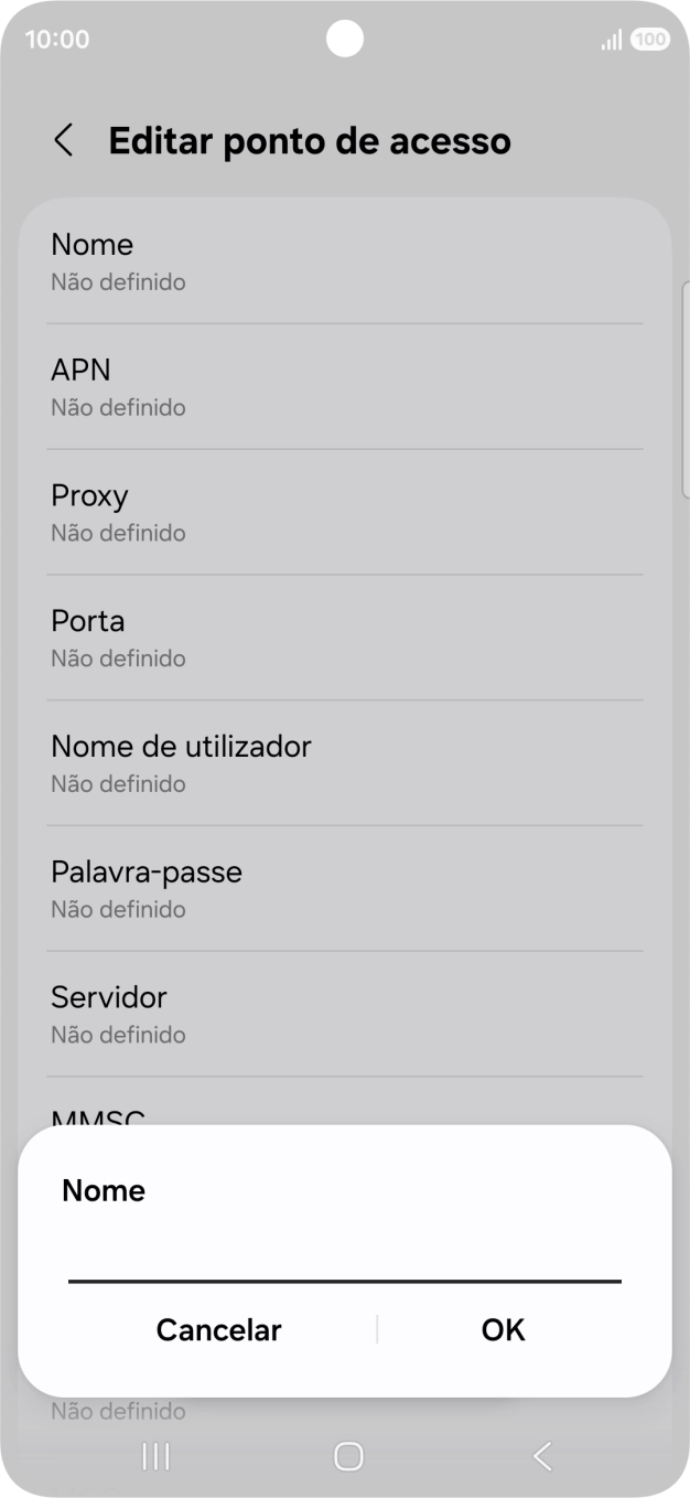 Introduza Vodafone Internet e prima OK.