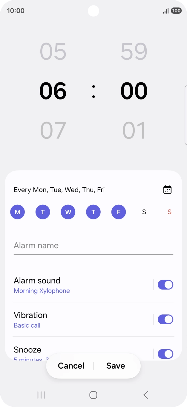 Press the indicator next to 'Alarm sound' to turn on the alarm tone.