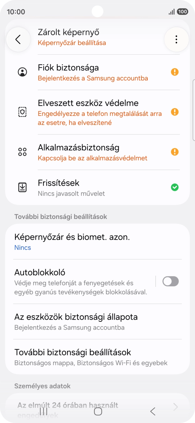Válaszd a További biztonsági beállítások lehetőséget.