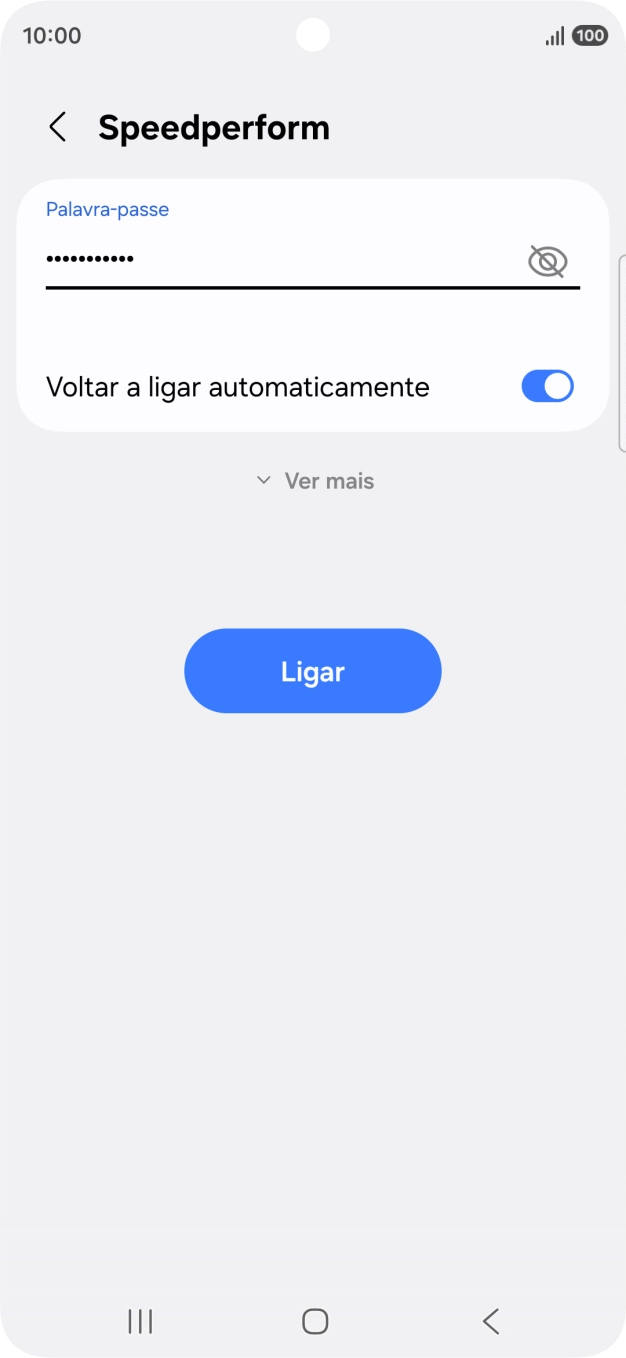 Introduza a password da rede Wi-Fi e prima Ligar.