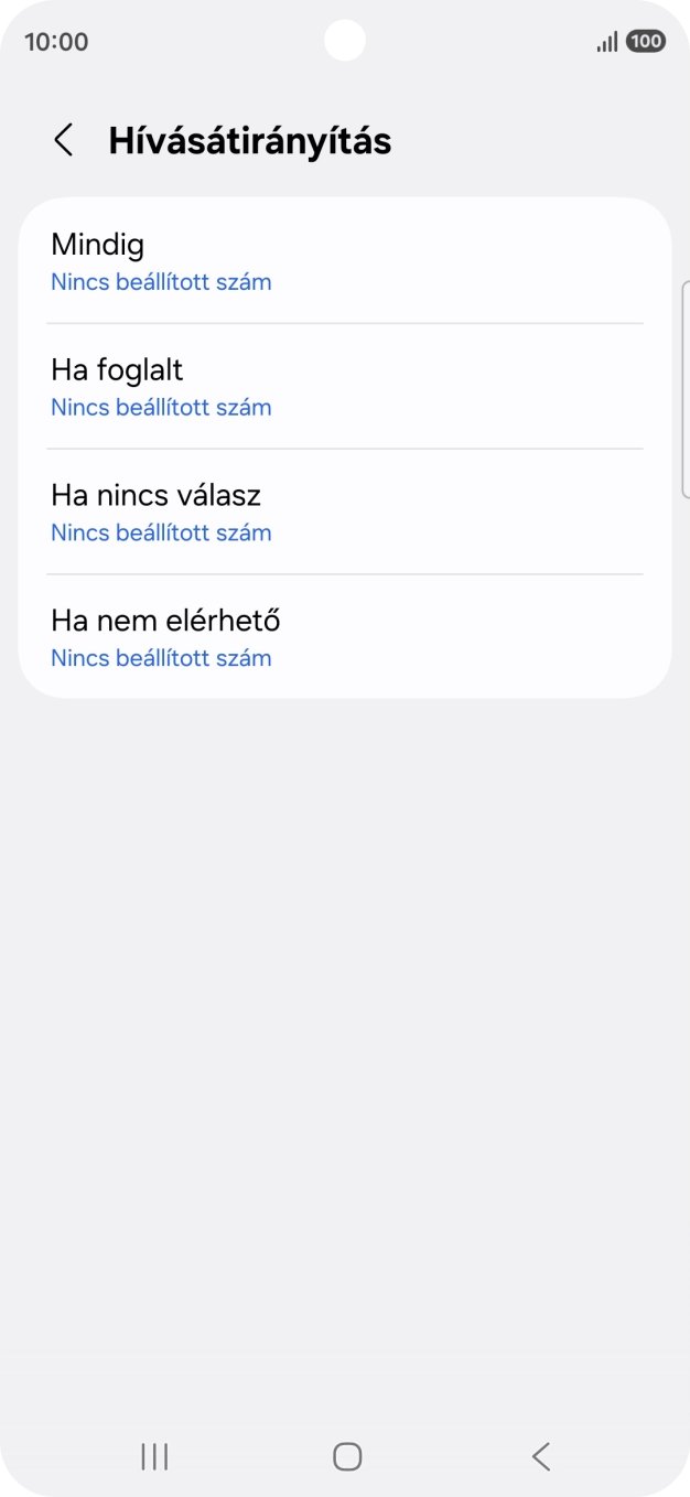 Kattints a kívánt hívásátirányítás-típusra.