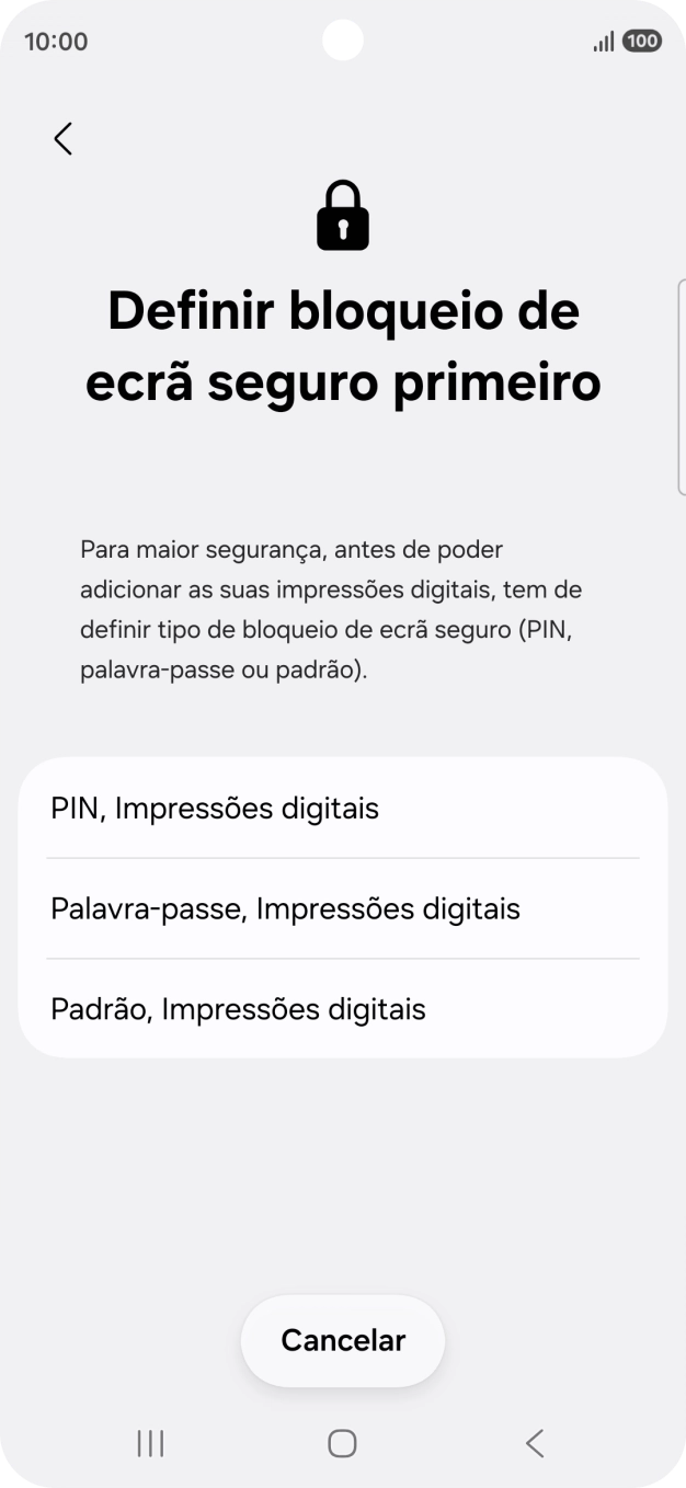 Prima o código de bloqueio do telefone pretendido e siga as indicações no ecrã para estabelecer um código de bloqueio adicional.