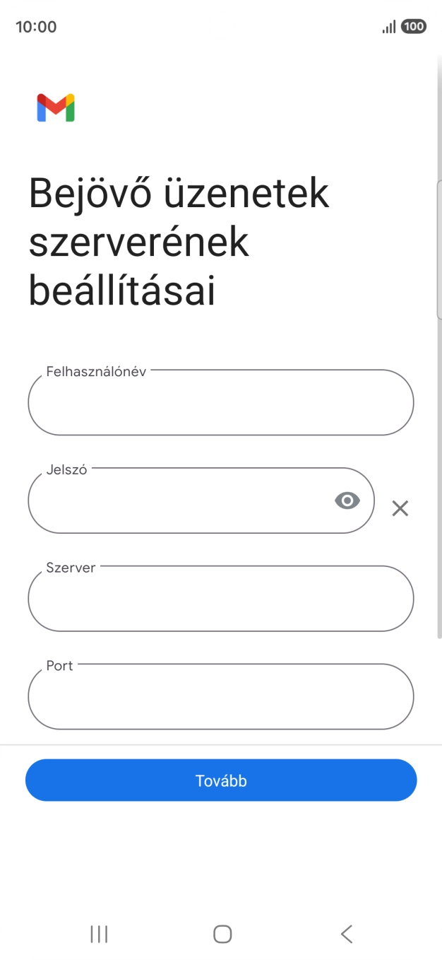Kattints a „Felhasználónév” alatti mezőre, és írd be az e-mail-fiókodhoz tartozó felhasználónevet.