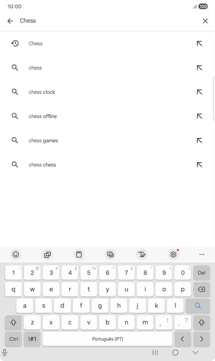 Introduza o nome ou categoria da app pretendida e prima o ícone para pesquisar.