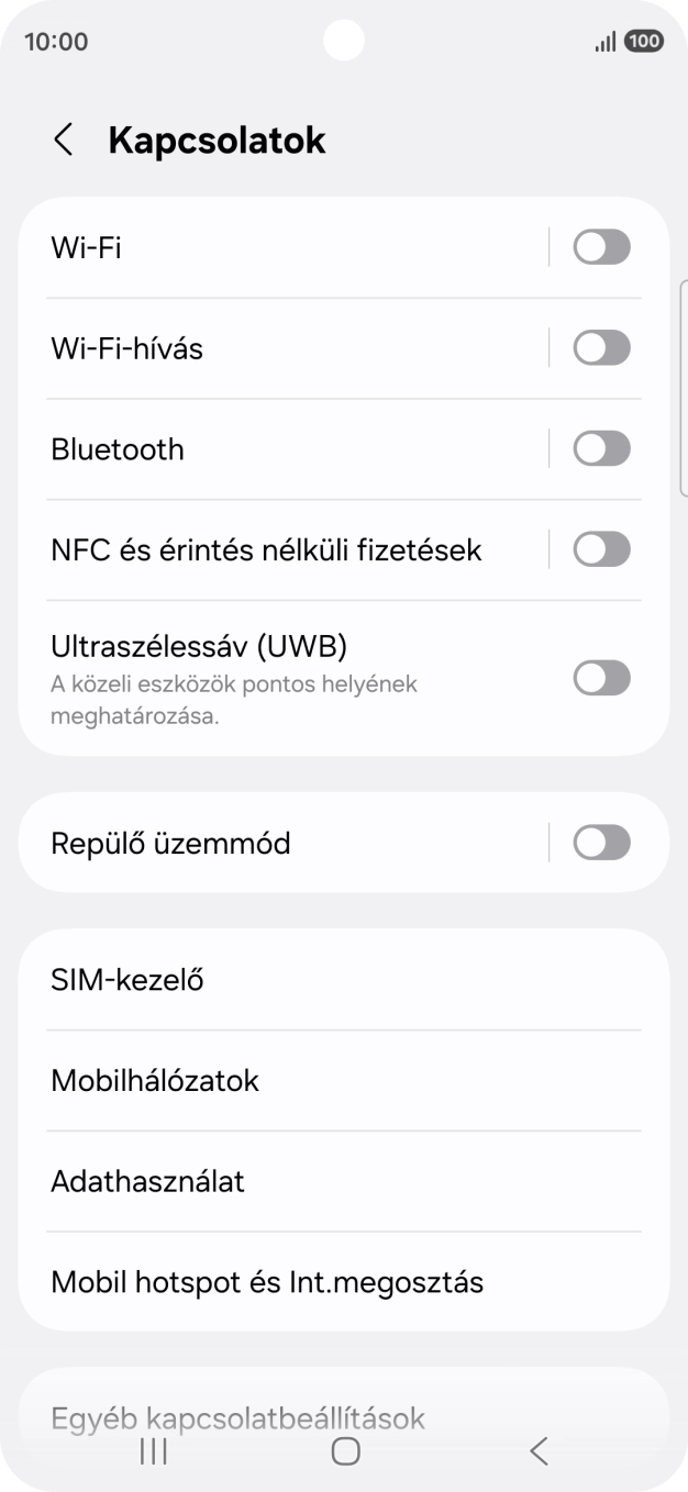 Válaszd a SIM-kezelő lehetőséget.