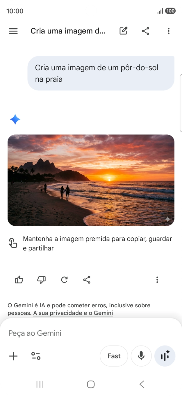 Também é possível solicitar à Gemini que gere uma imagem baseada na sua descrição.