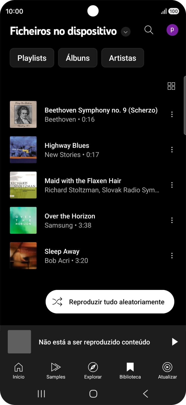 Prima o ficheiro de música pretendido.