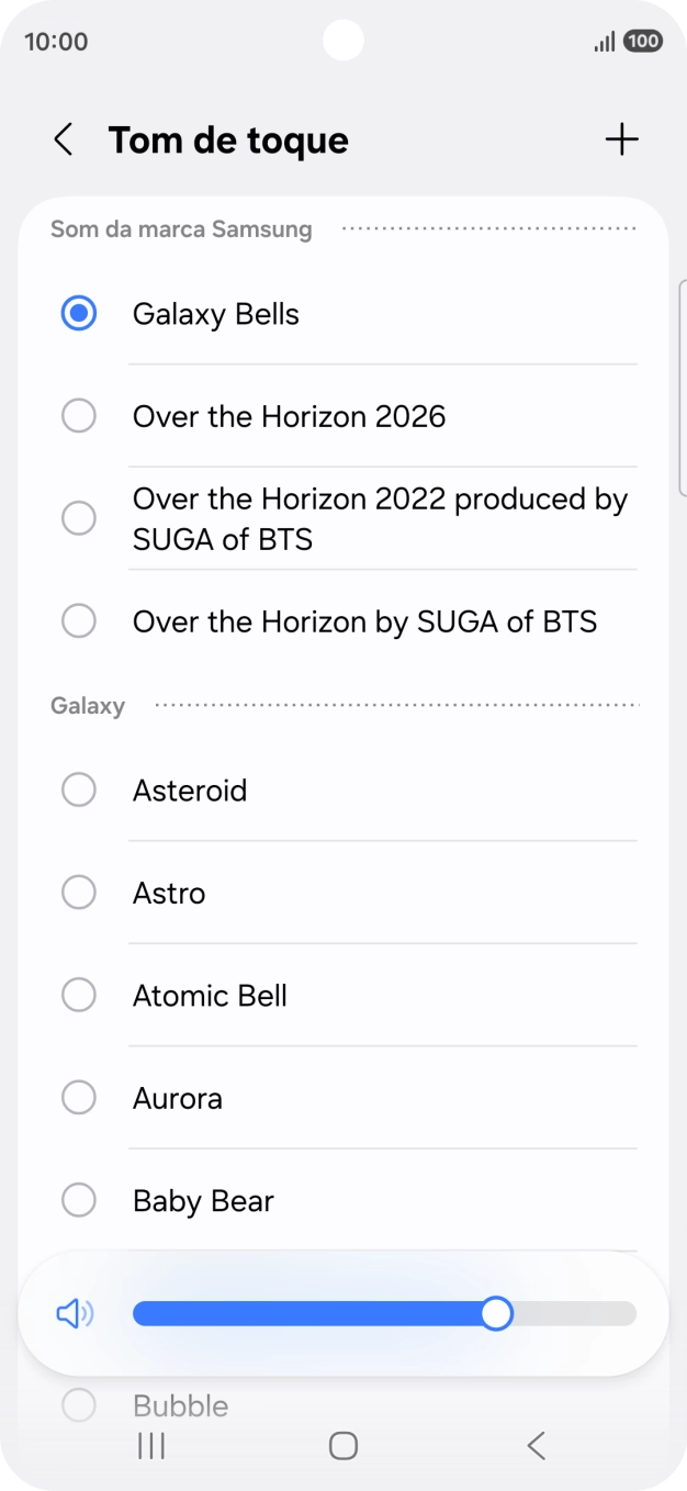 Prima os tons de toque pretendidos para os ouvir.