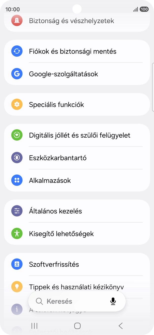 Válaszd az Általános kezelés lehetőséget.