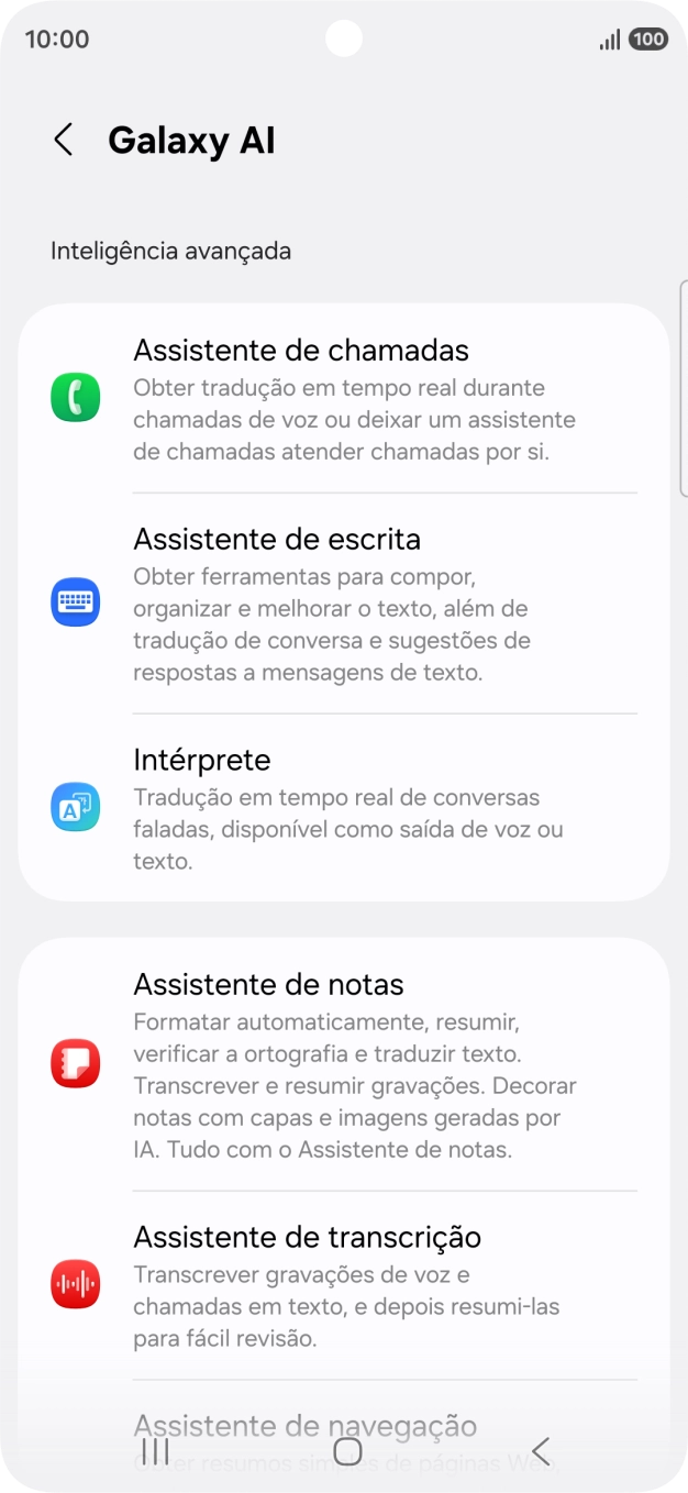 Diversos exemplos de utilização da IA Galaxysão agora mostrados no ecrã.