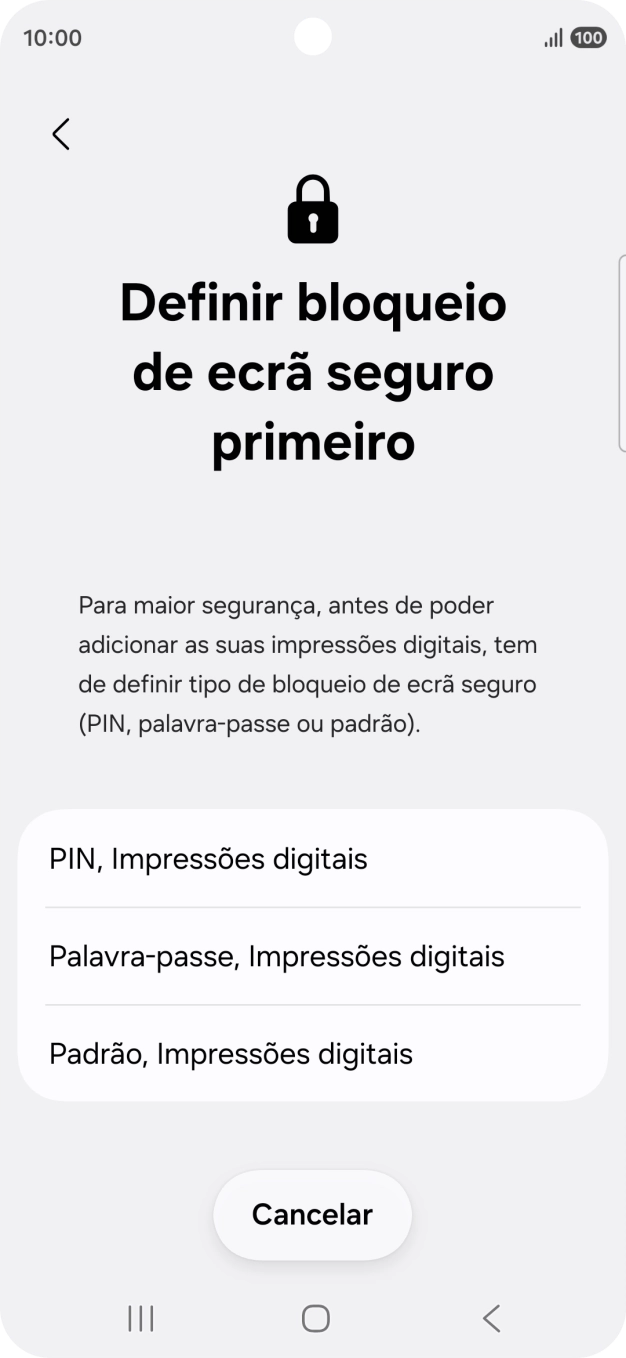 Prima o código de bloqueio do telefone pretendido e siga as indicações no ecrã para estabelecer um código de bloqueio adicional.