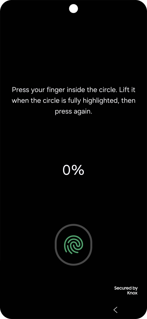 Follow the instructions on the screen to create the lock code using your fingerprint. Follow the instructions on the screen to create the lock code using your fingerprint.