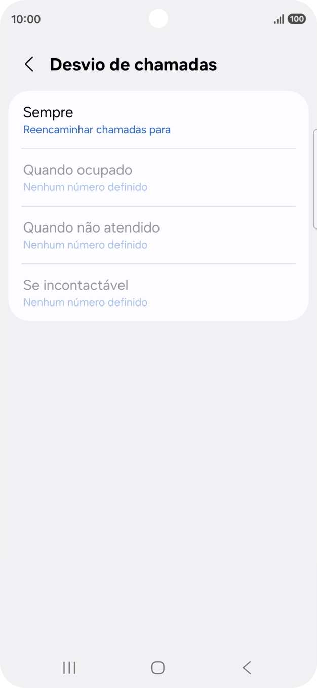 Prima o tipo de desvio pretendido.