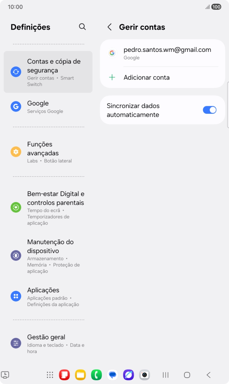 Prima Adicionar conta.